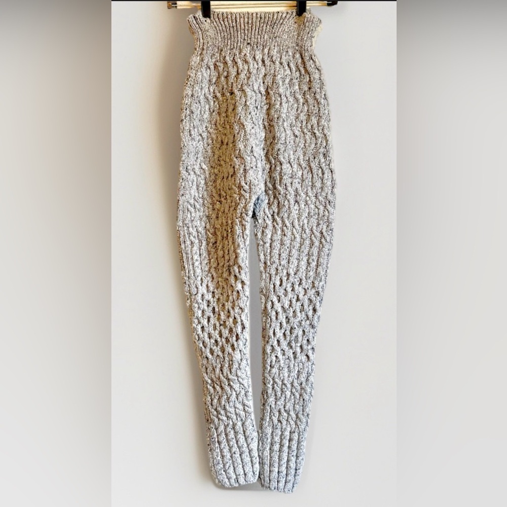 NWT Wool Cashmere Aran Cable Leggings Fisherman’s Medium Size Gorgeous Leggings - Picture 2 of 9